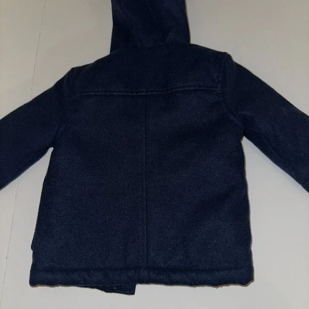 Kids Oshkosh Osh Kosh B'Gosh Toggle Jacket Coat 9m months NAVY plaid sherpa